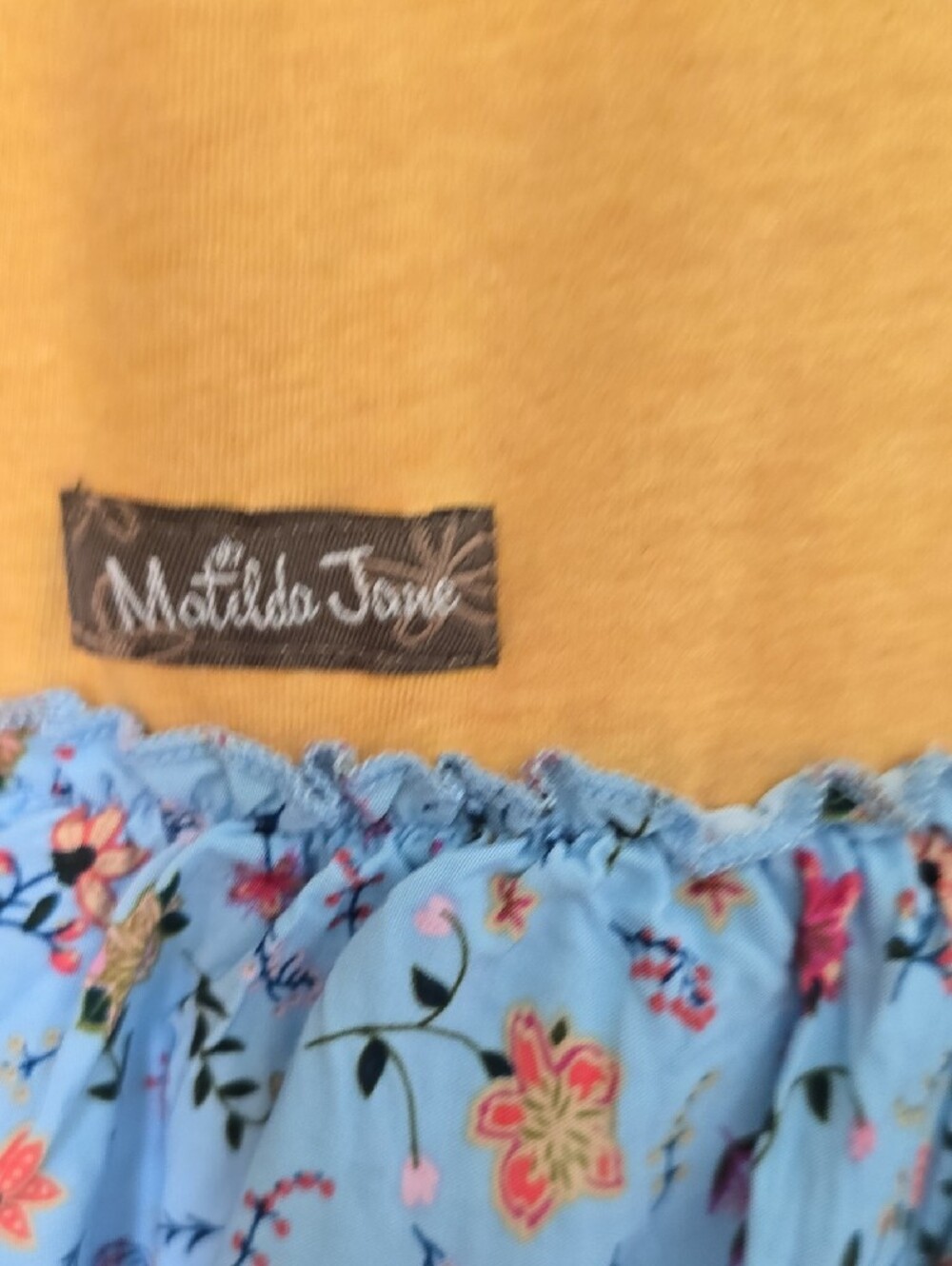 Matilda Jane Mustard Yellow Top with Blue & Purple Zip Trim - Picture 8 of 8